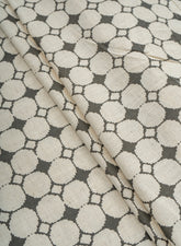 Cotton Flex Off-White Color With Grey Geometrical Pattern Discharge Print Fabric